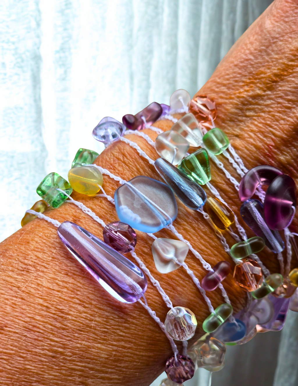 Handmade Pastel Beaded Crochet Jewelry – Multi-Strand Convertible Necklace & Bracelet Set