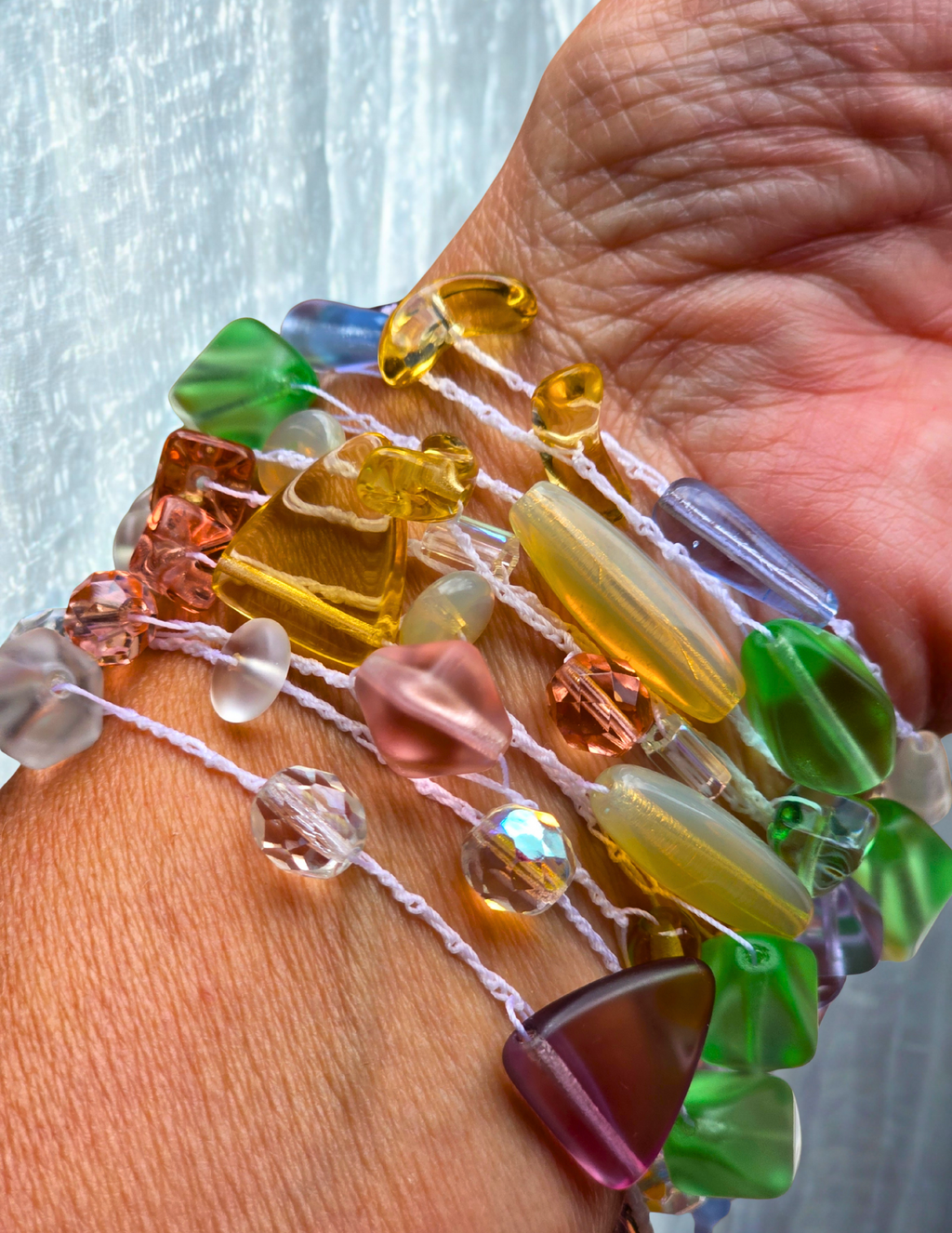 Handmade Pastel Beaded Crochet Jewelry – Multi-Strand Convertible Necklace & Bracelet Set