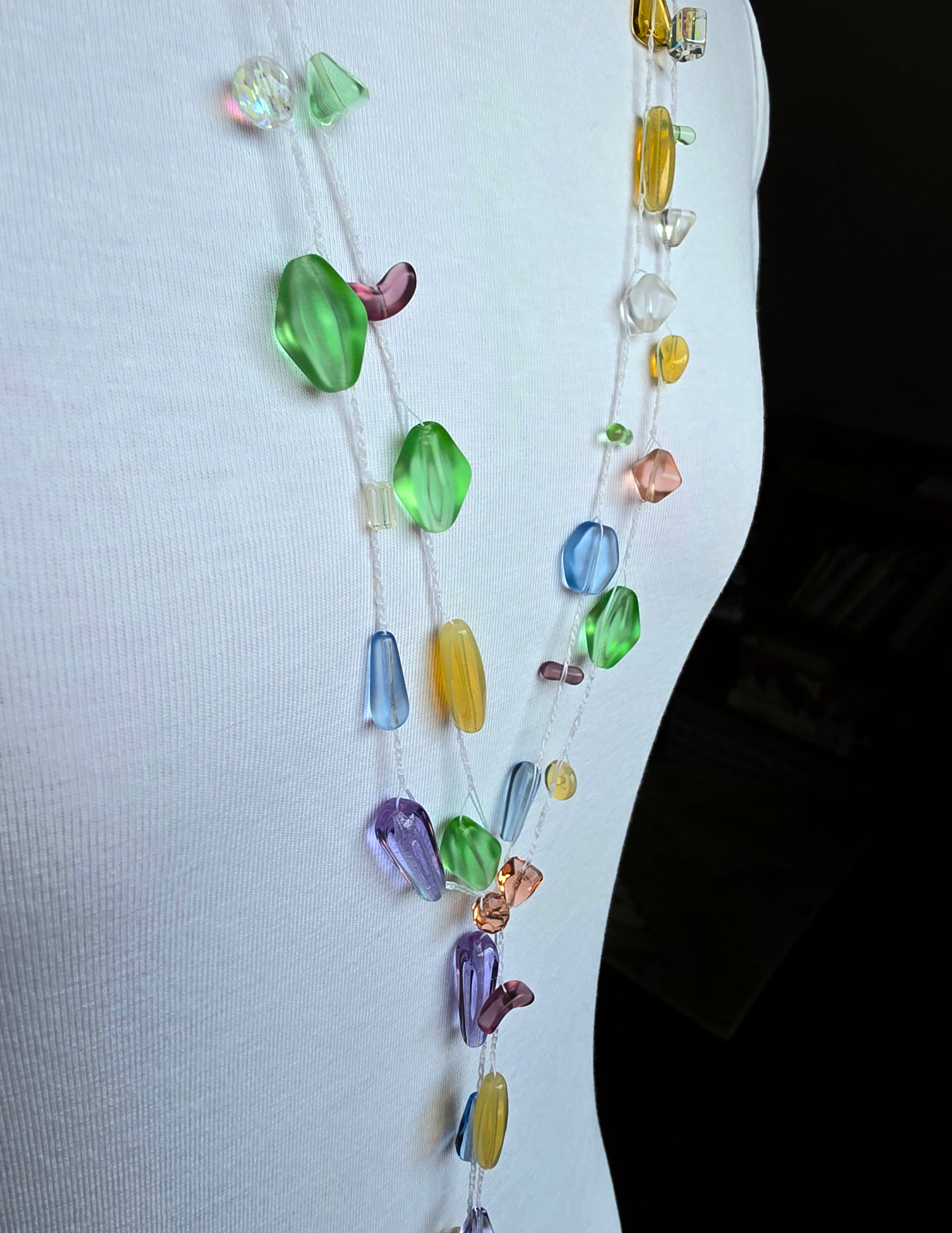 Handmade Pastel Beaded Crochet Jewelry – Multi-Strand Convertible Necklace & Bracelet Set