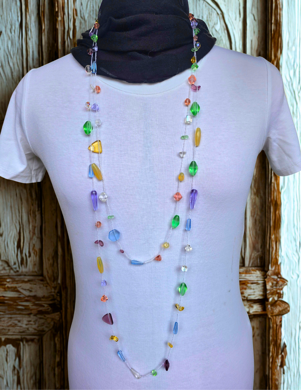 Handmade Pastel Beaded Crochet Jewelry – Multi-Strand Convertible Necklace & Bracelet Set