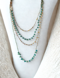 Genuine Emerald & Pearl Crochet Beaded Necklace – Multi-Layered, Extra Long & Versatile