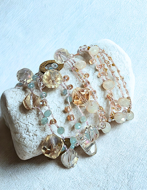 Convertible Crystal & Glass Bead Necklace – Multi-Sized Beads with Metal Accents, Wrap or Layer